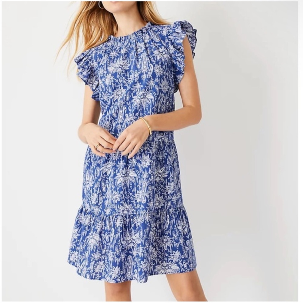 Ann Taylor Paisley Tiered Shift Dress